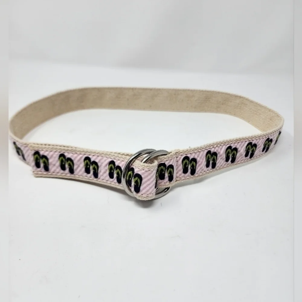 J. Crew Women's Pink Stripe Fabric Flip Flop Belt Size‎ S/M